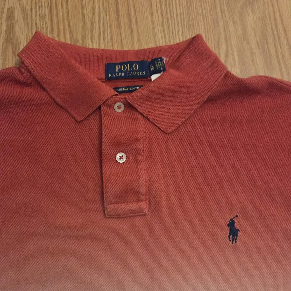 Polo Ralph Lauren Mens Custom Slim Fit Ombre Polo Shirt L Red White Blue Dip Dye